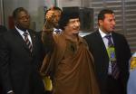 Libyan leader Muammar Gaddafi arrives for the 64th United Nations General Assembly in New York, September 23, 2009.  REUTERS/Patrick Andrade